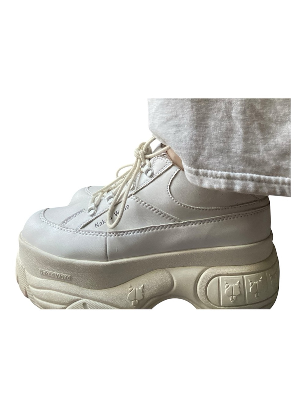 Naked Wolfe Cream-White Platform Sneakers